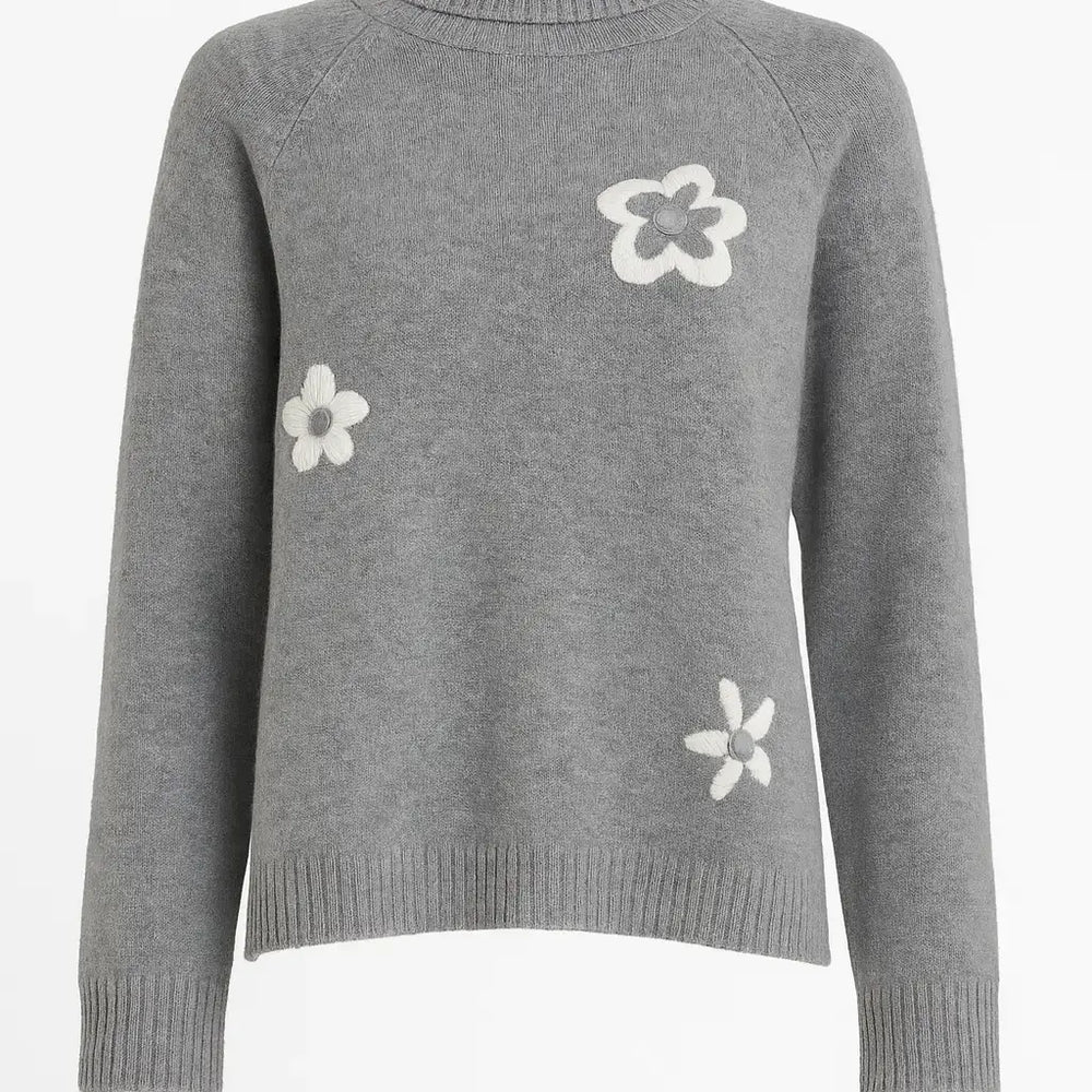 Dolcevita con fiori ricamati DORABELLA XL / Grigio