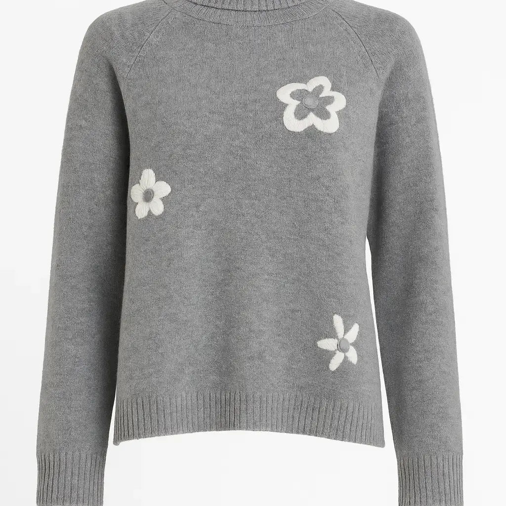 Dolcevita con fiori ricamati DORABELLA XL / Grigio