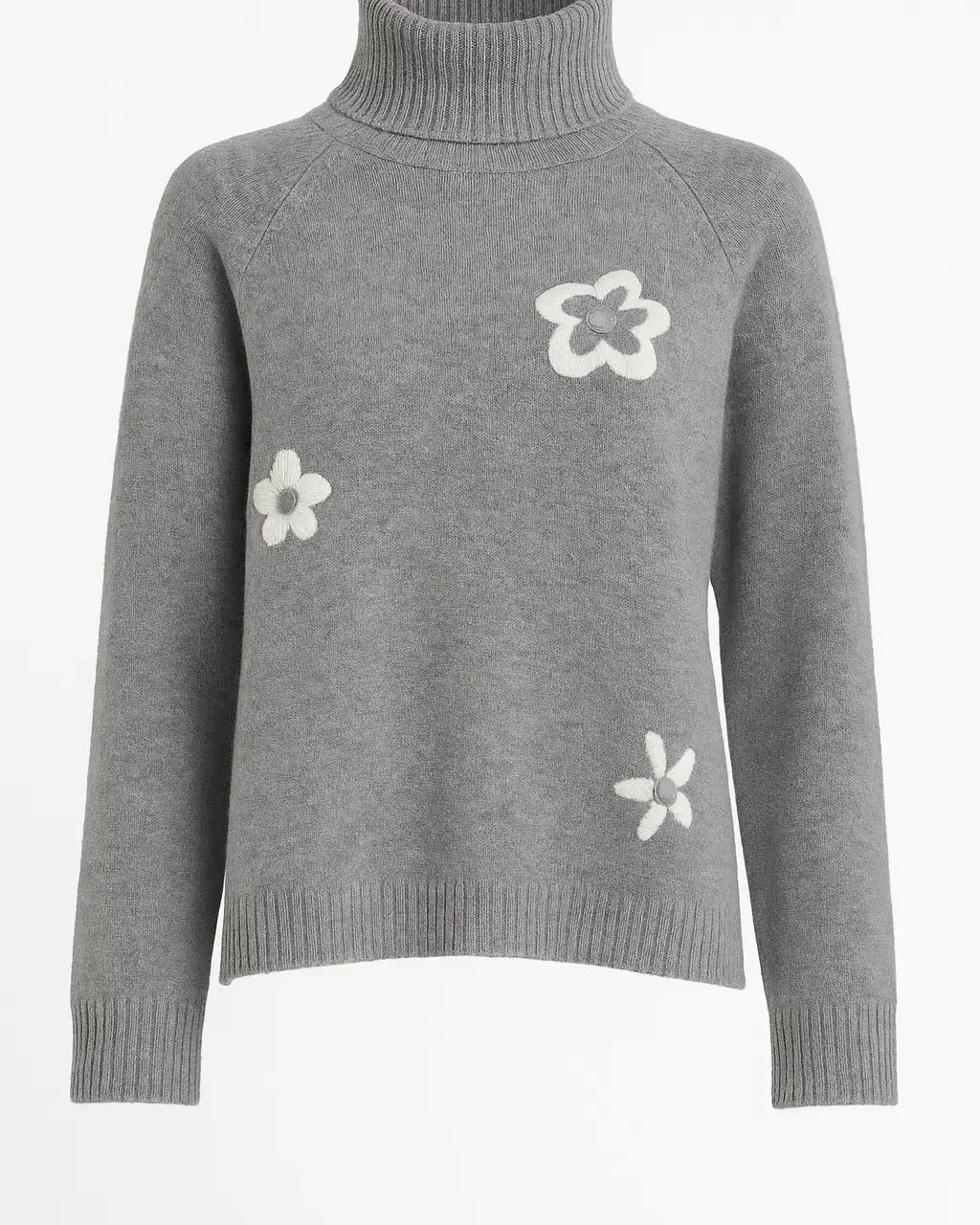 Dolcevita con fiori ricamati DORABELLA XL / Grigio