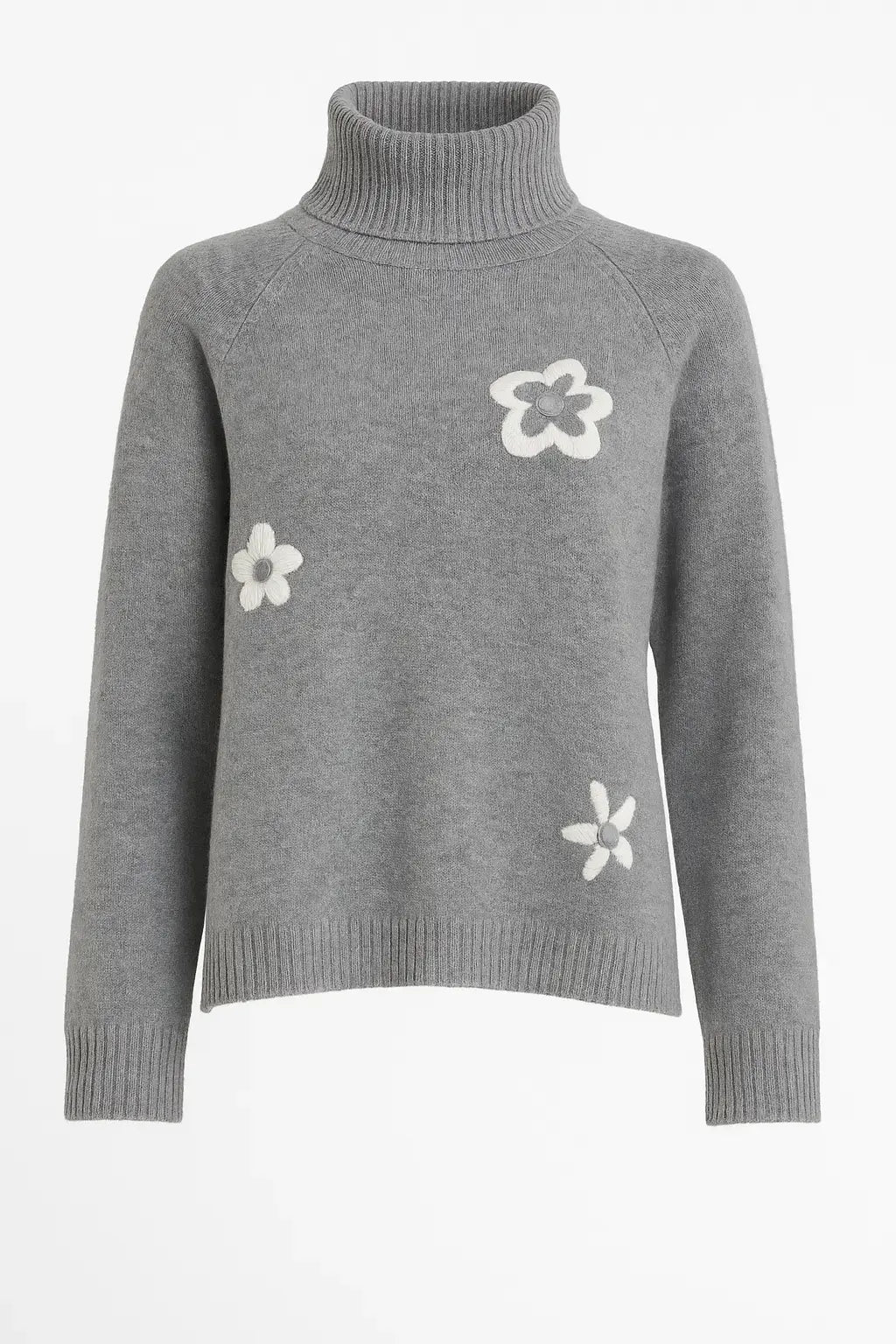 Dolcevita con fiori ricamati DORABELLA XL / Grigio