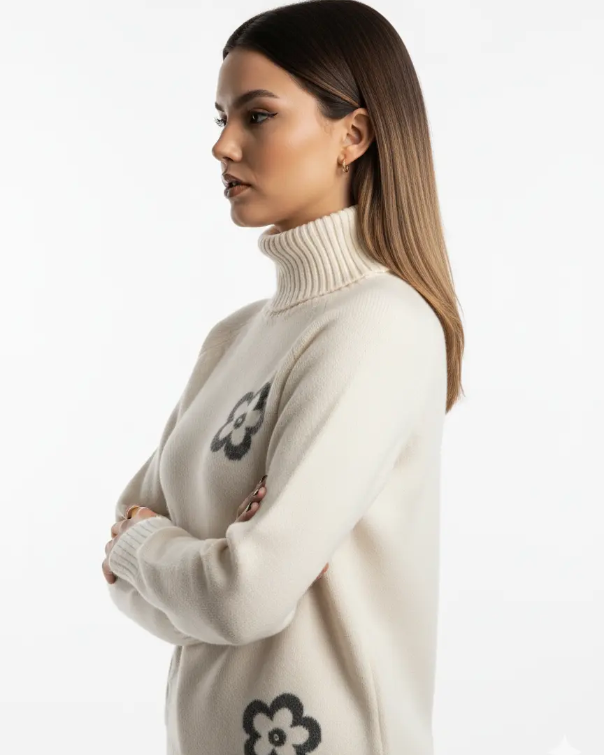 Dolcevita con fiori ricamati DORABELLA