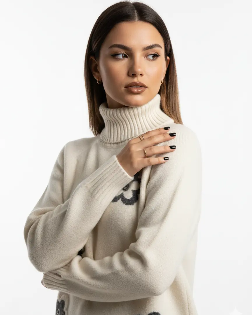 Dolcevita con fiori ricamati DORABELLA