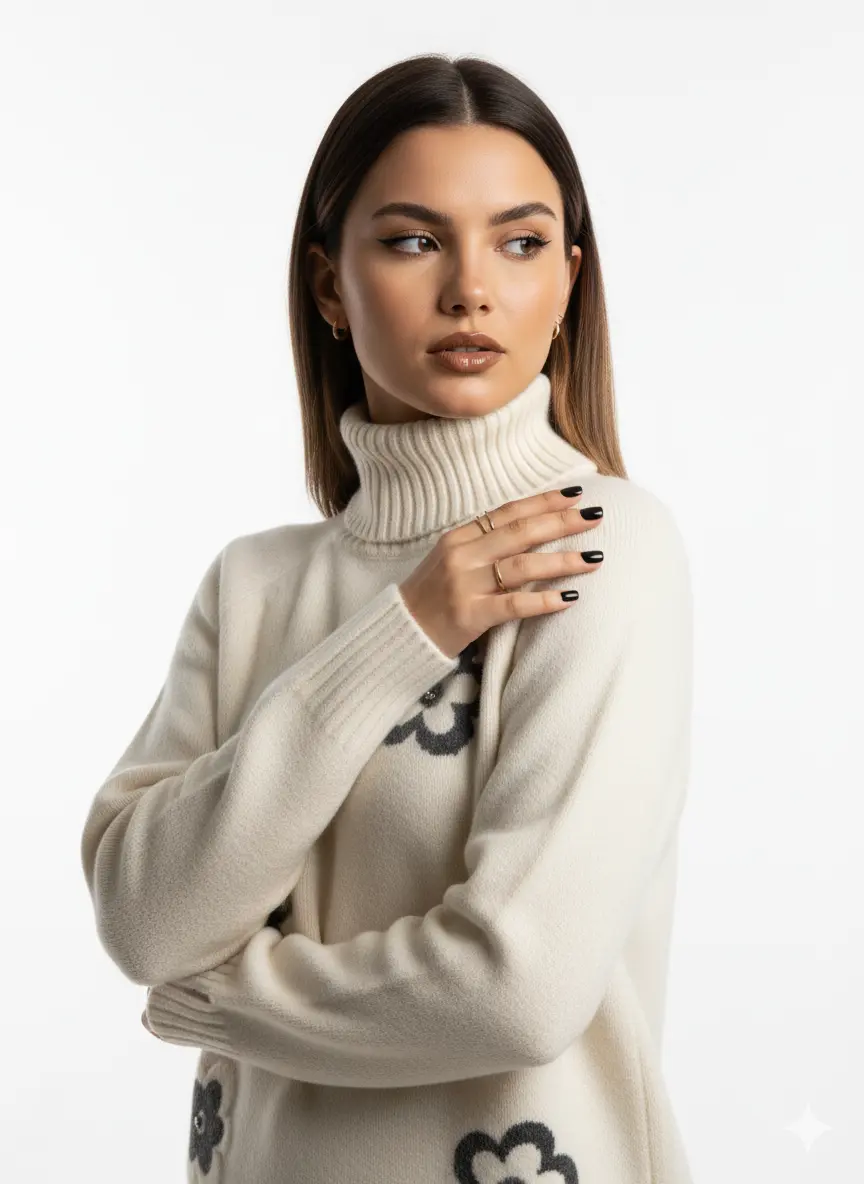 Dolcevita con fiori ricamati DORABELLA