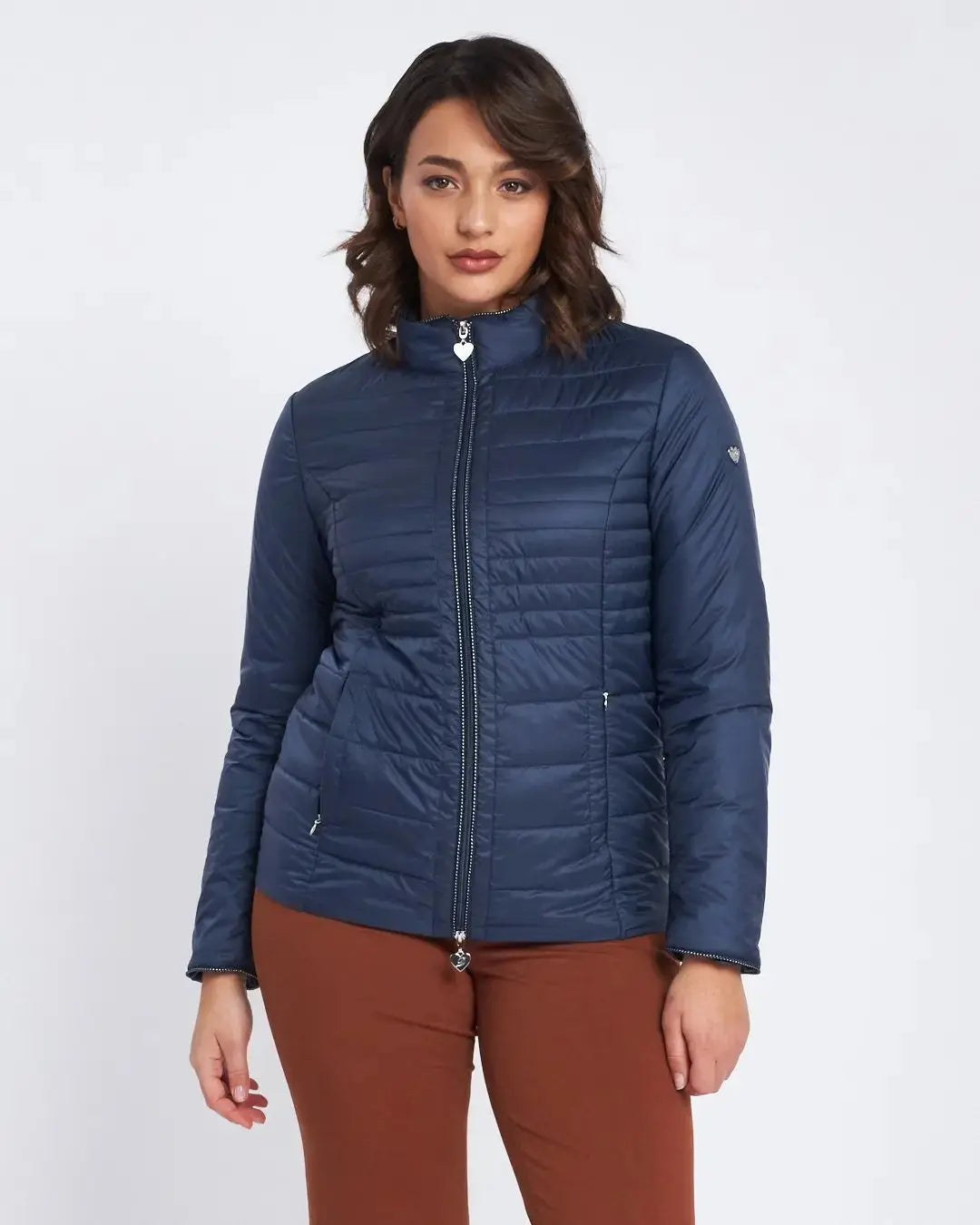 Easy jacket con zip e piping BLU DORABELLA EASY XXL