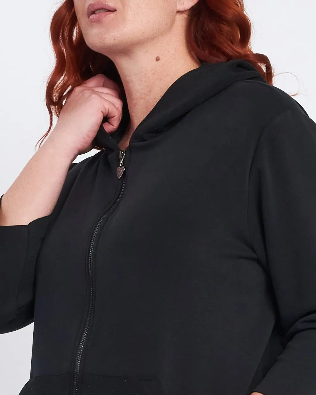 Felpa con cappuccio e tasche in modal con strass NERO DORABELLA PIU'