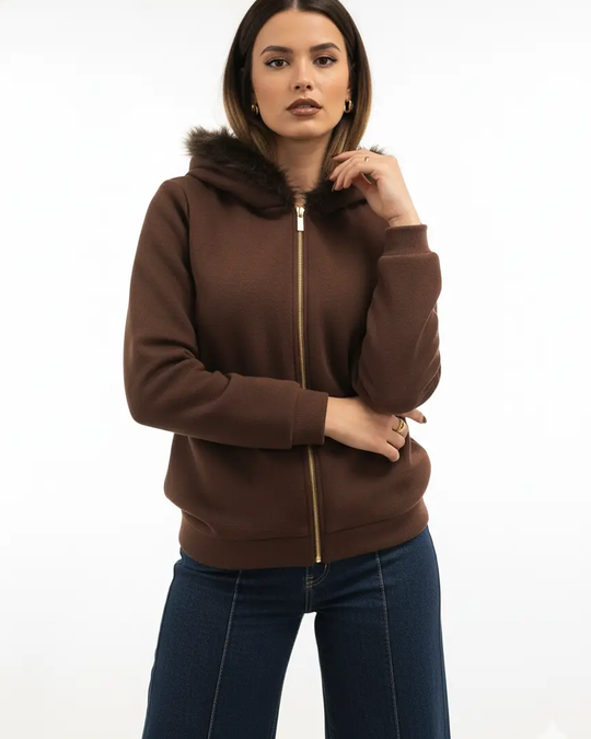 Felpa in maglia con bordo in pelliccia DORABELLA