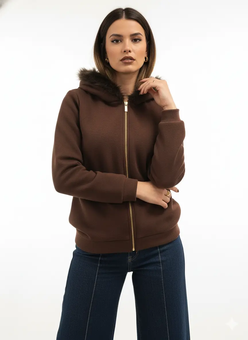 Felpa in maglia con bordo in pelliccia DORABELLA