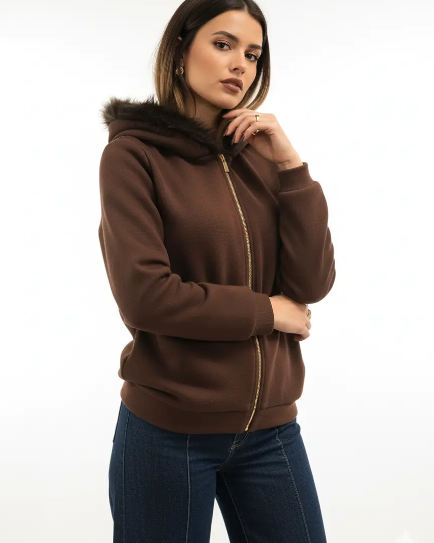 Felpa in maglia con bordo in pelliccia DORABELLA