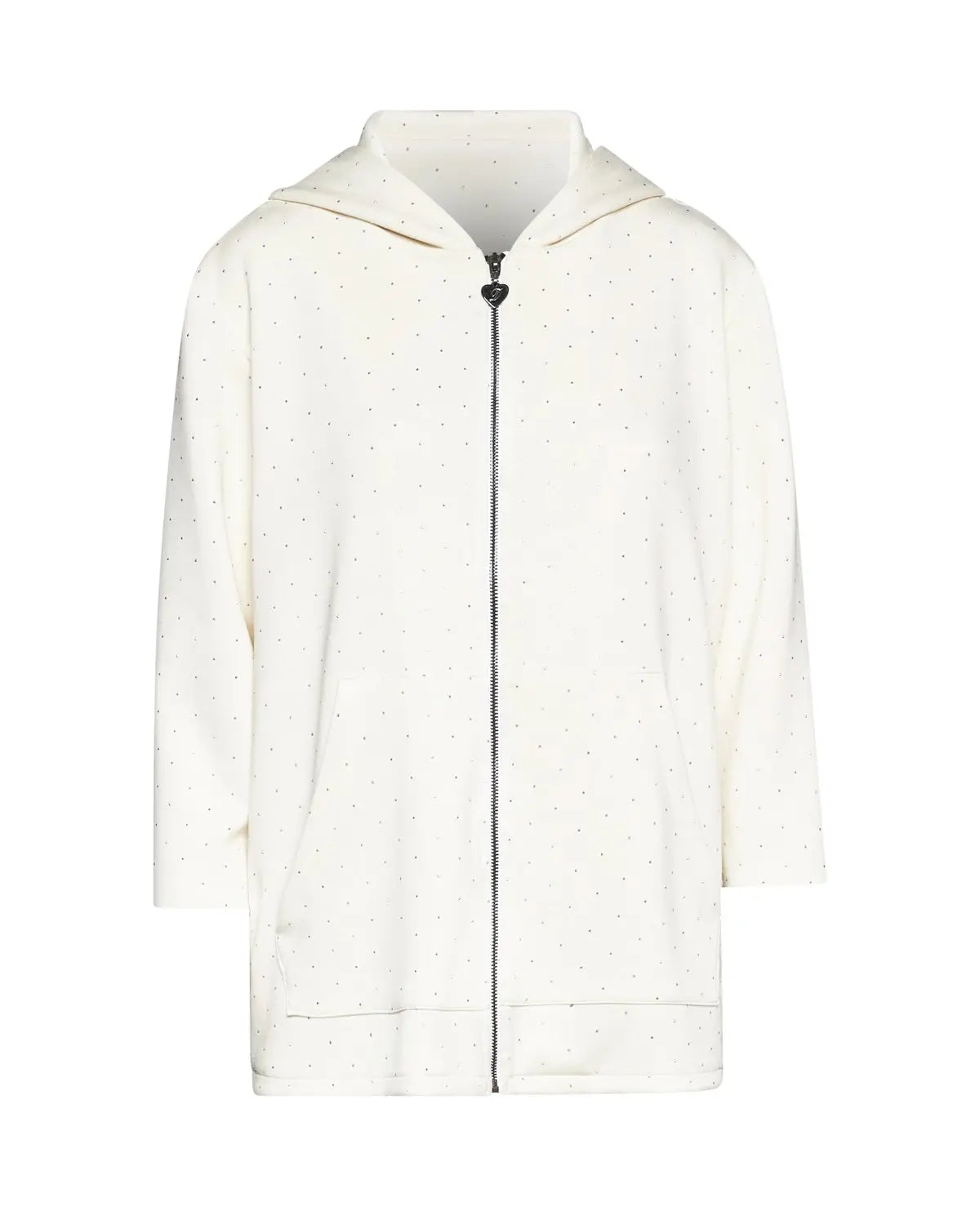 Felpa in modal con strass con cappuccio e tasche PANNA DORABELLA