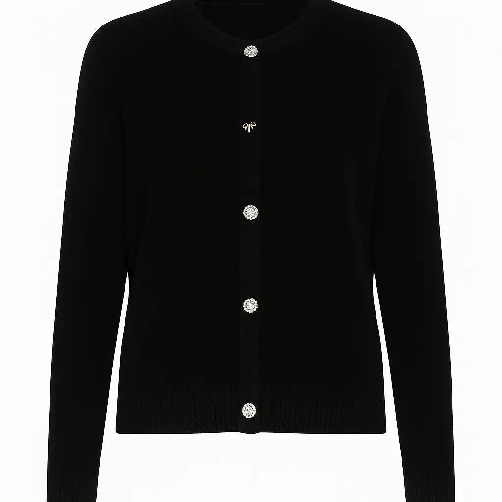 Finto cardigan con bottoni gioiello DORABELLA XL / Nero