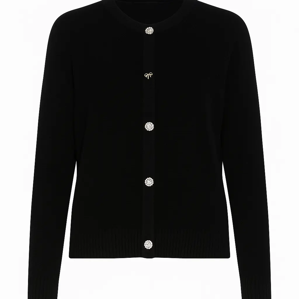 Finto cardigan con bottoni gioiello DORABELLA XL / Nero