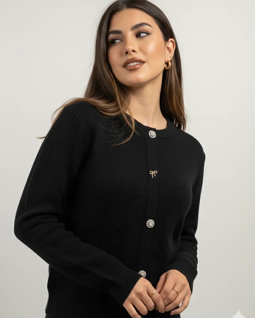 Finto cardigan con bottoni gioiello DORABELLA