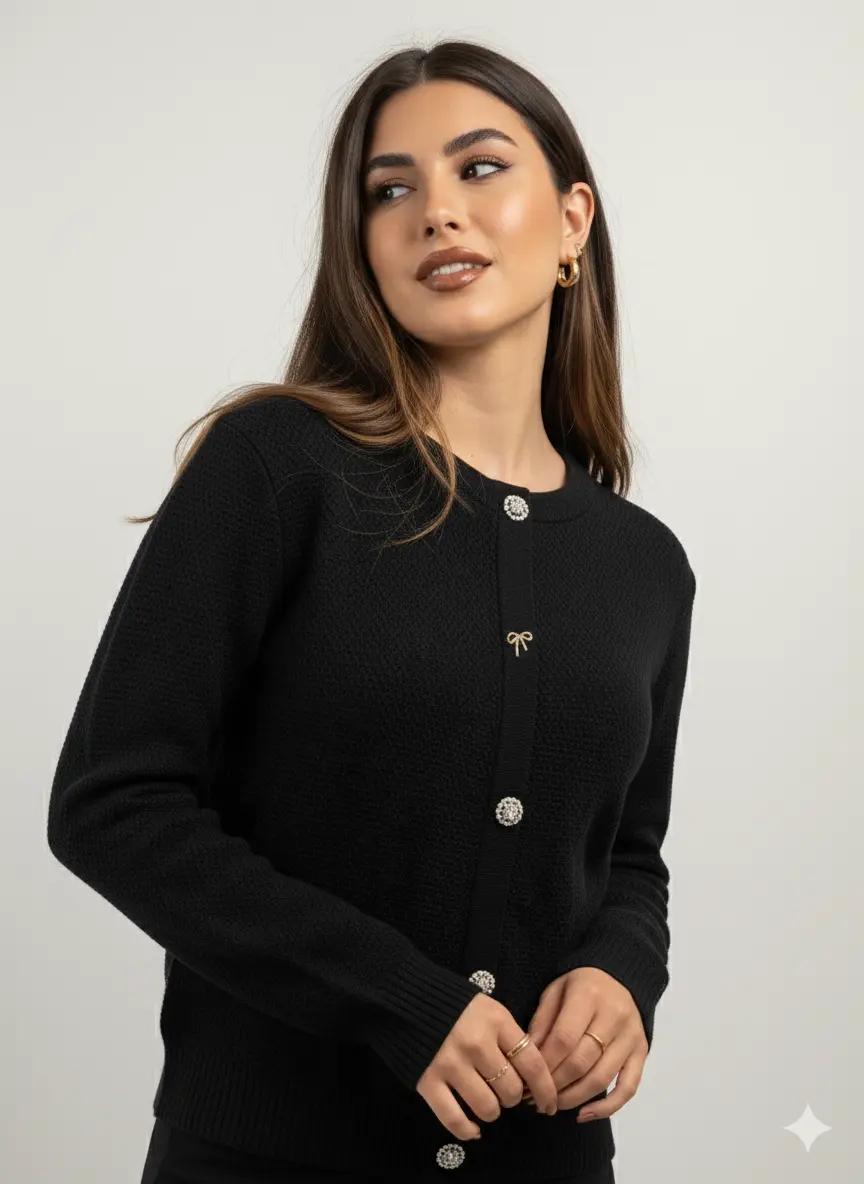 Finto cardigan con bottoni gioiello DORABELLA