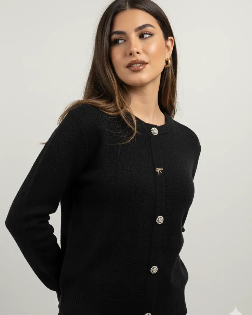 Finto cardigan con bottoni gioiello DORABELLA