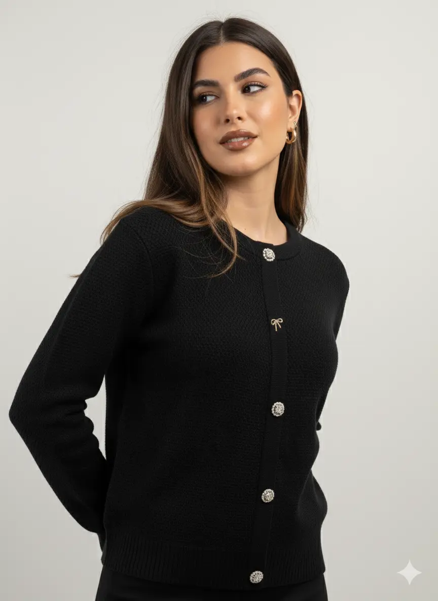 Finto cardigan con bottoni gioiello DORABELLA