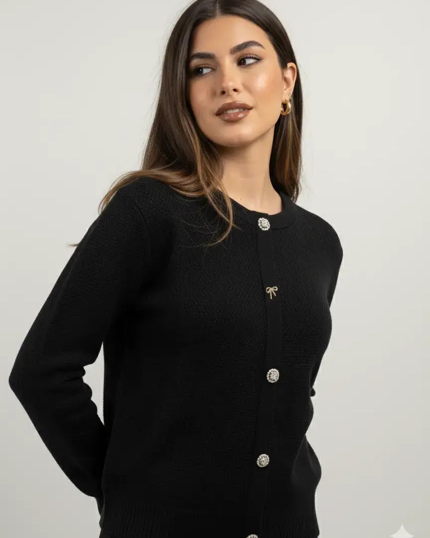 Finto cardigan con bottoni gioiello DORABELLA