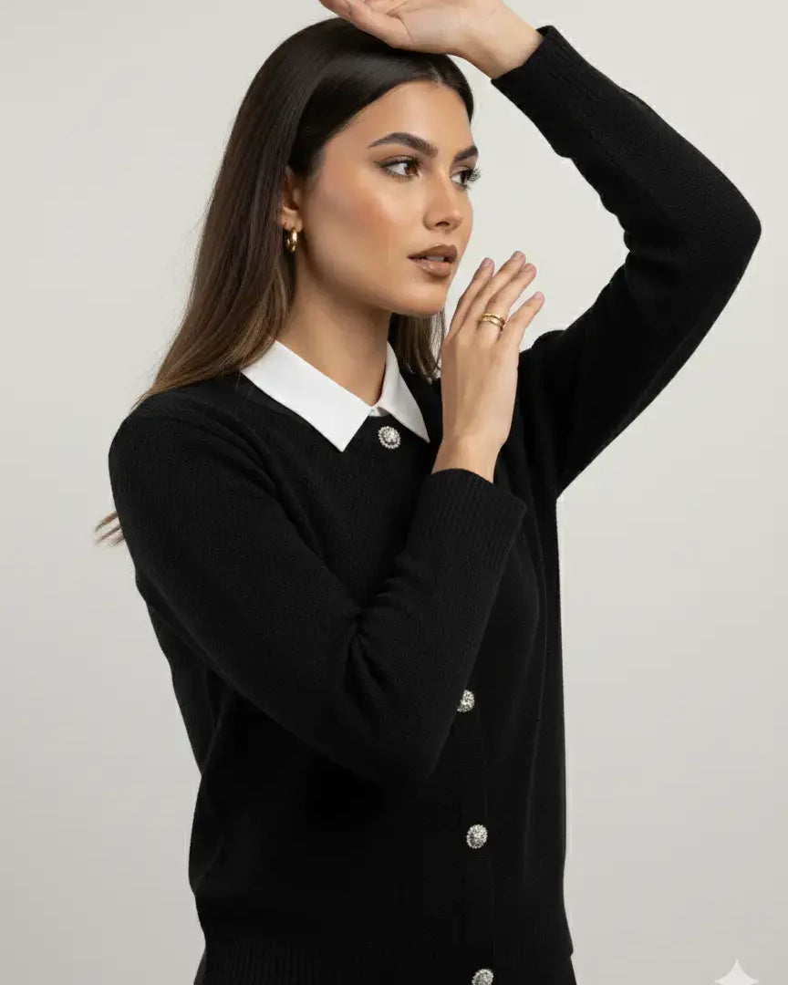 Finto cardigan con bottoni gioiello DORABELLA