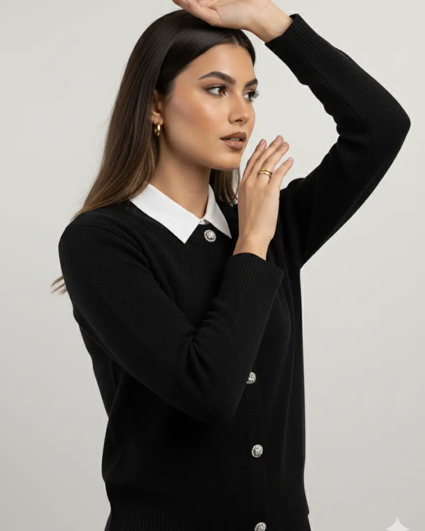 Finto cardigan con bottoni gioiello DORABELLA