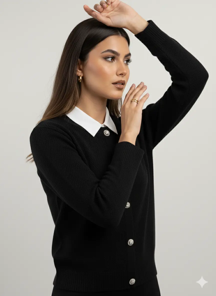 Finto cardigan con bottoni gioiello DORABELLA