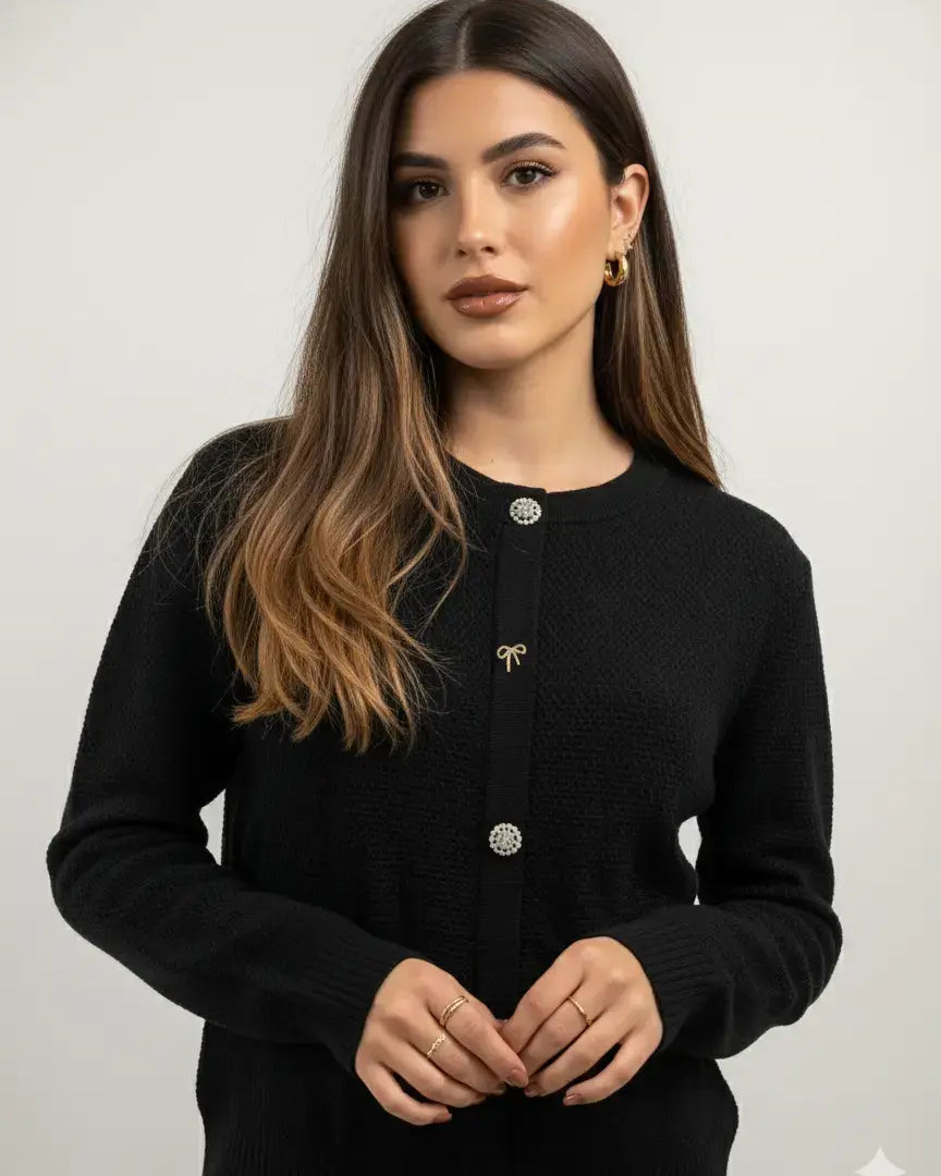 Finto cardigan con bottoni gioiello DORABELLA