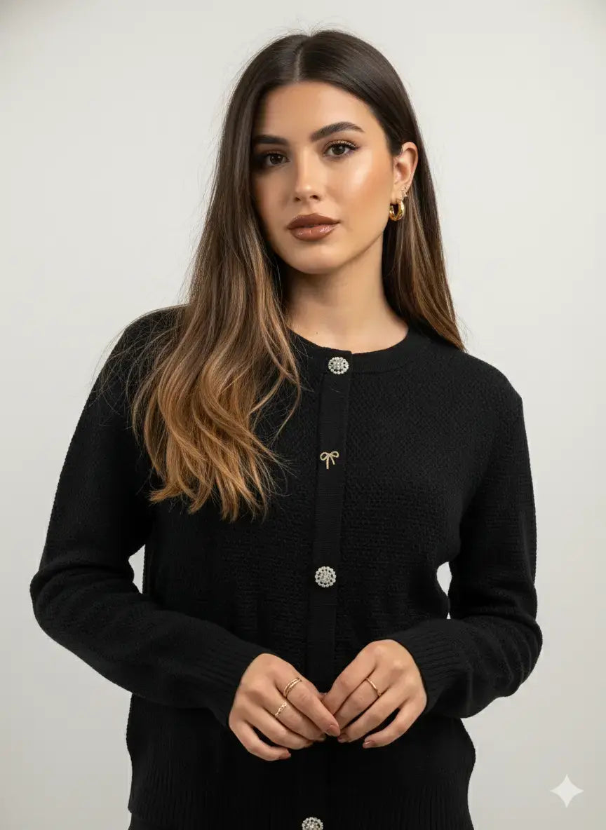 Finto cardigan con bottoni gioiello DORABELLA