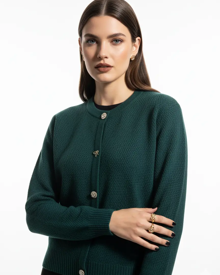 Finto cardigan con bottoni gioiello DORABELLA