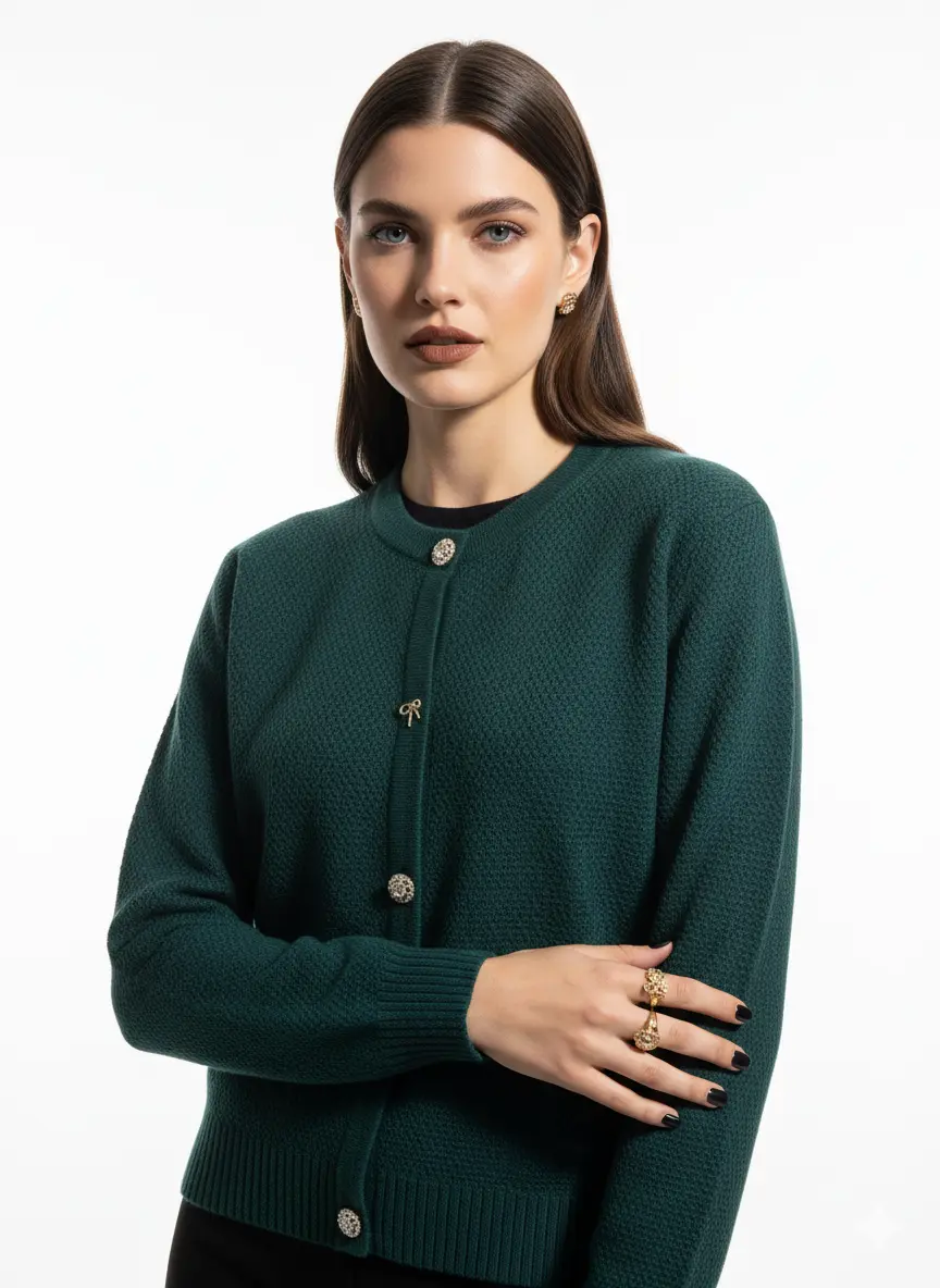 Finto cardigan con bottoni gioiello DORABELLA