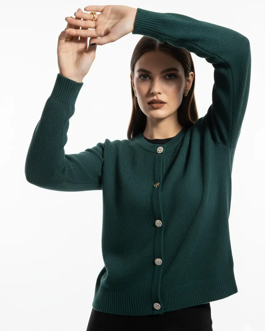 Finto cardigan con bottoni gioiello DORABELLA