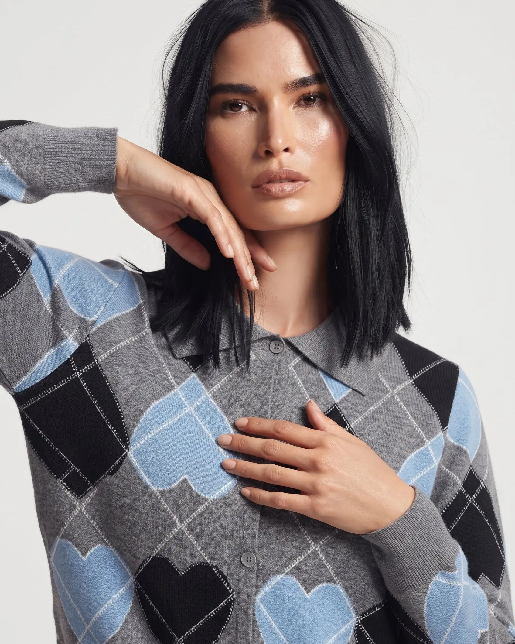 Finto cardigan stampa cuori DORABELLA
