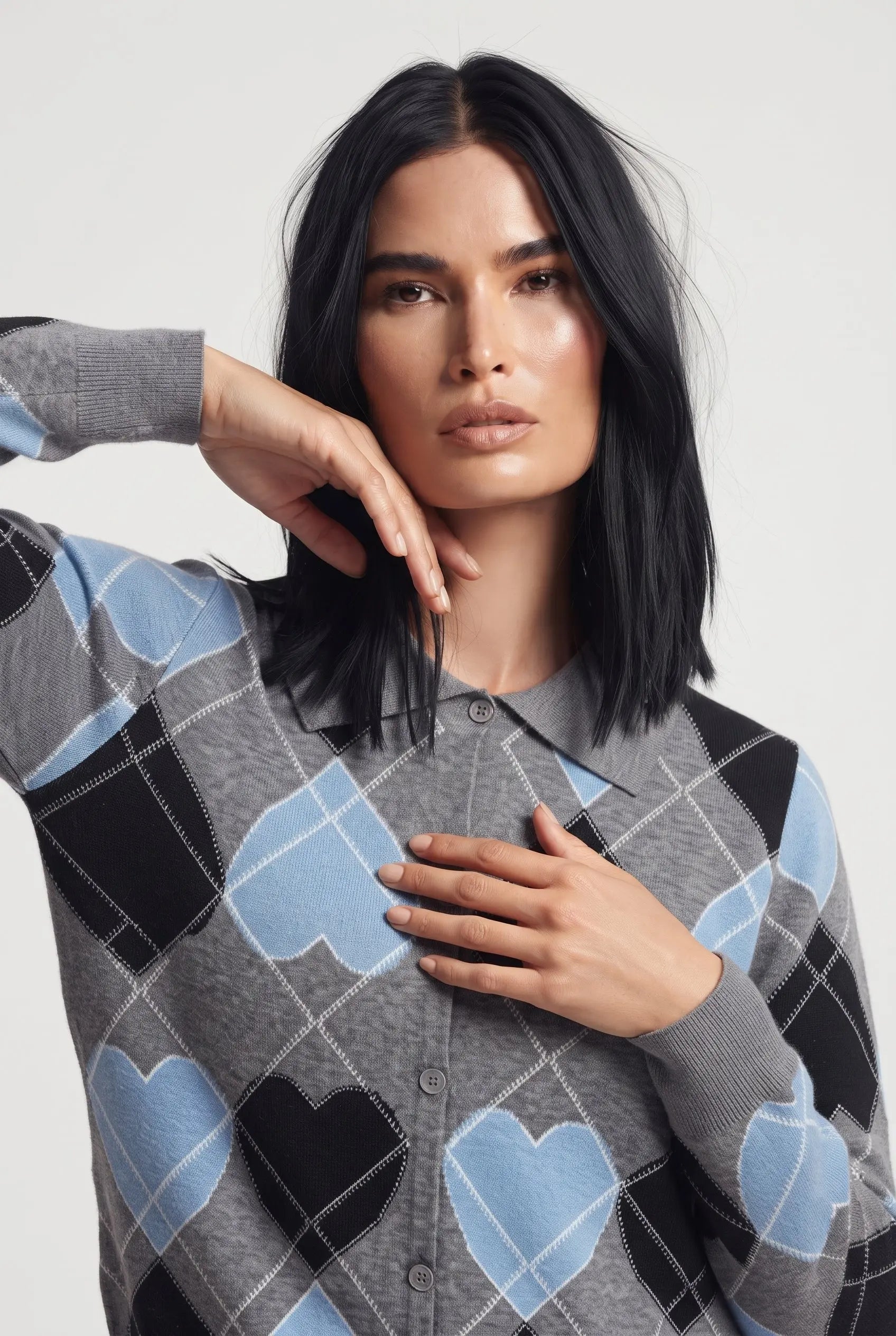 Finto cardigan stampa cuori DORABELLA