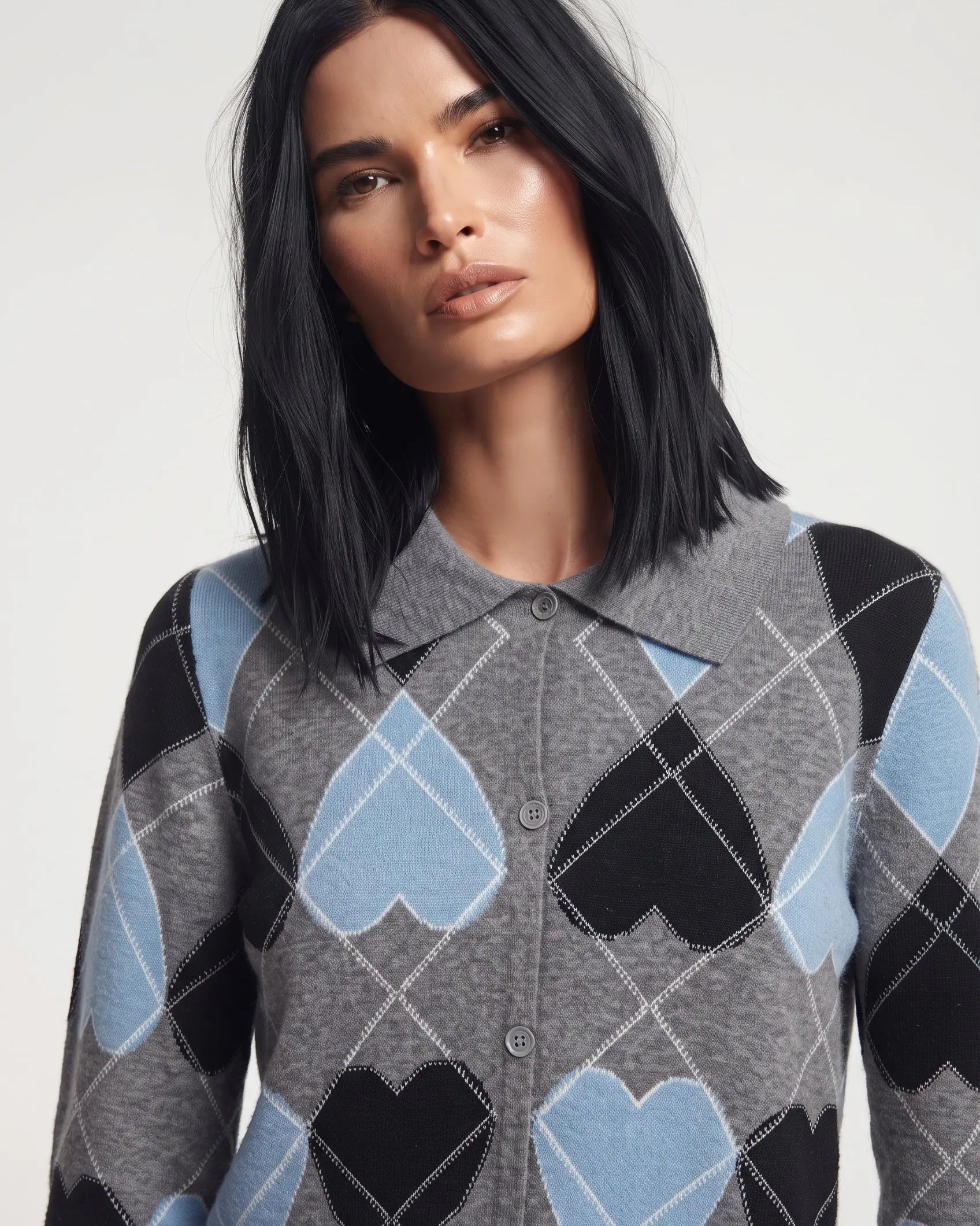Finto cardigan stampa cuori DORABELLA