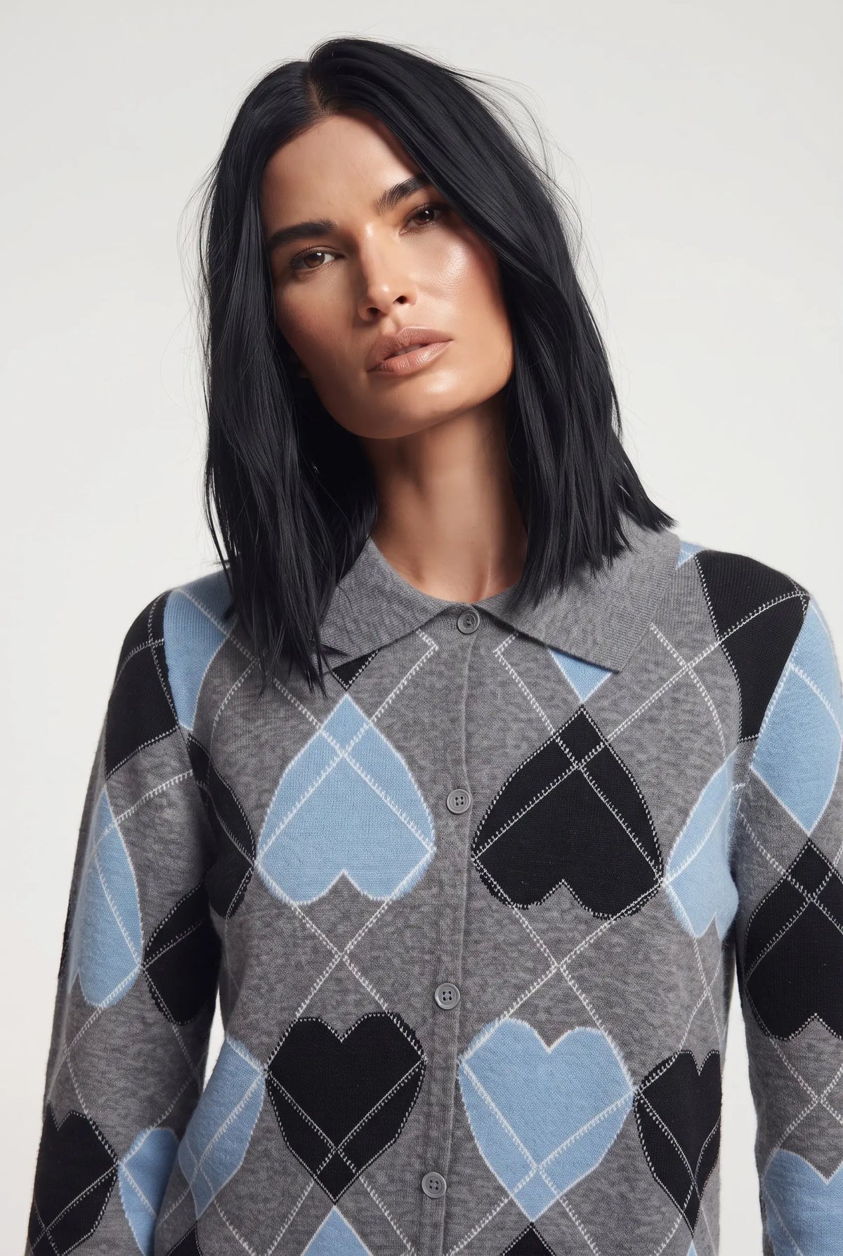 Finto cardigan stampa cuori DORABELLA