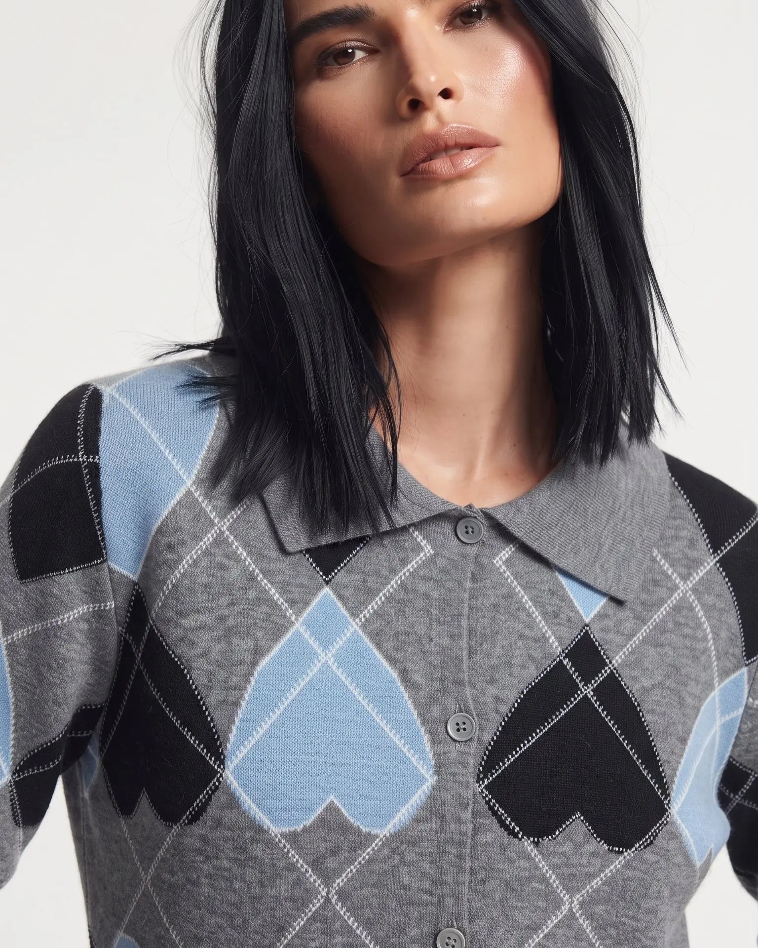 Finto cardigan stampa cuori DORABELLA