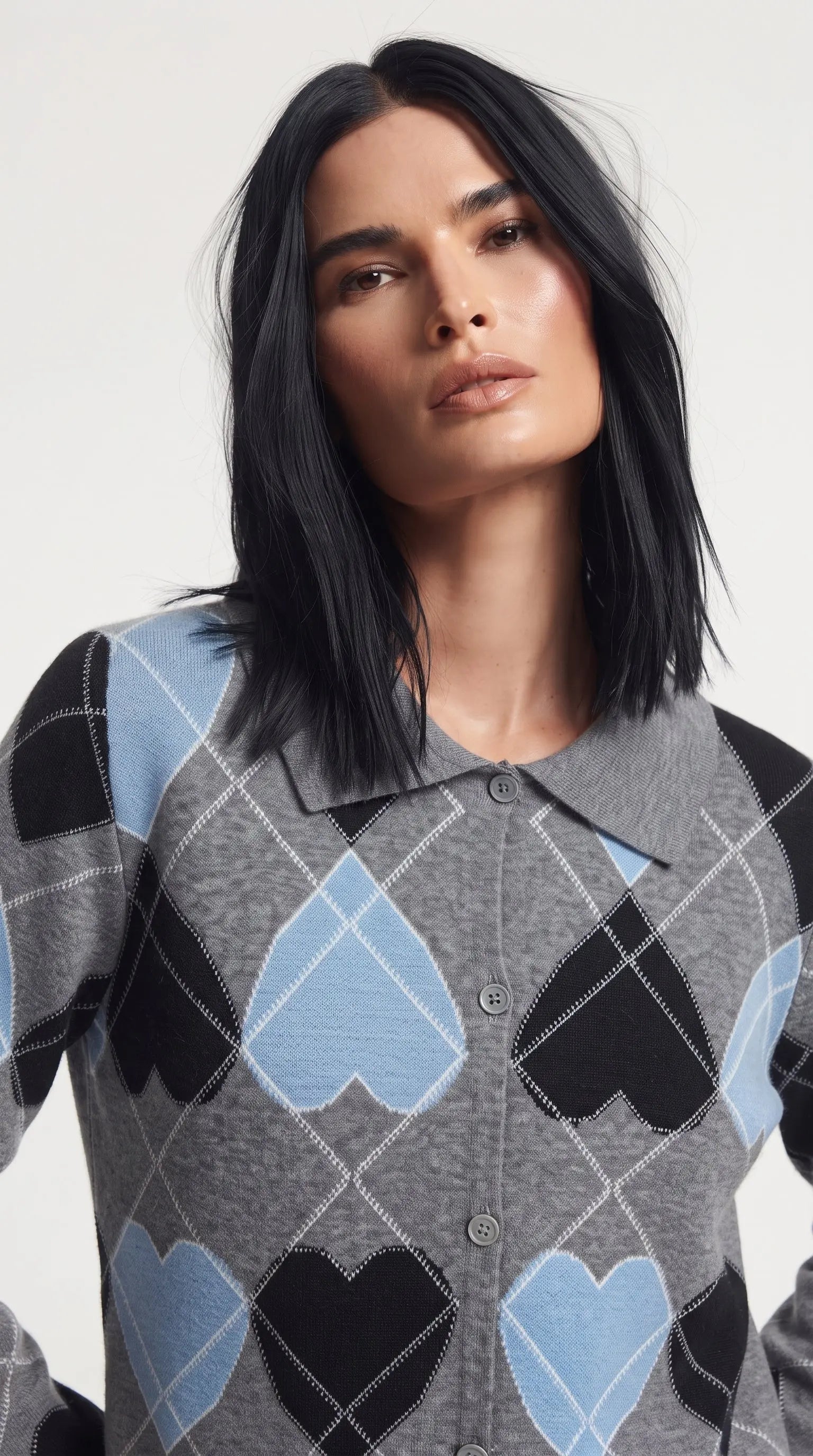 Finto cardigan stampa cuori DORABELLA