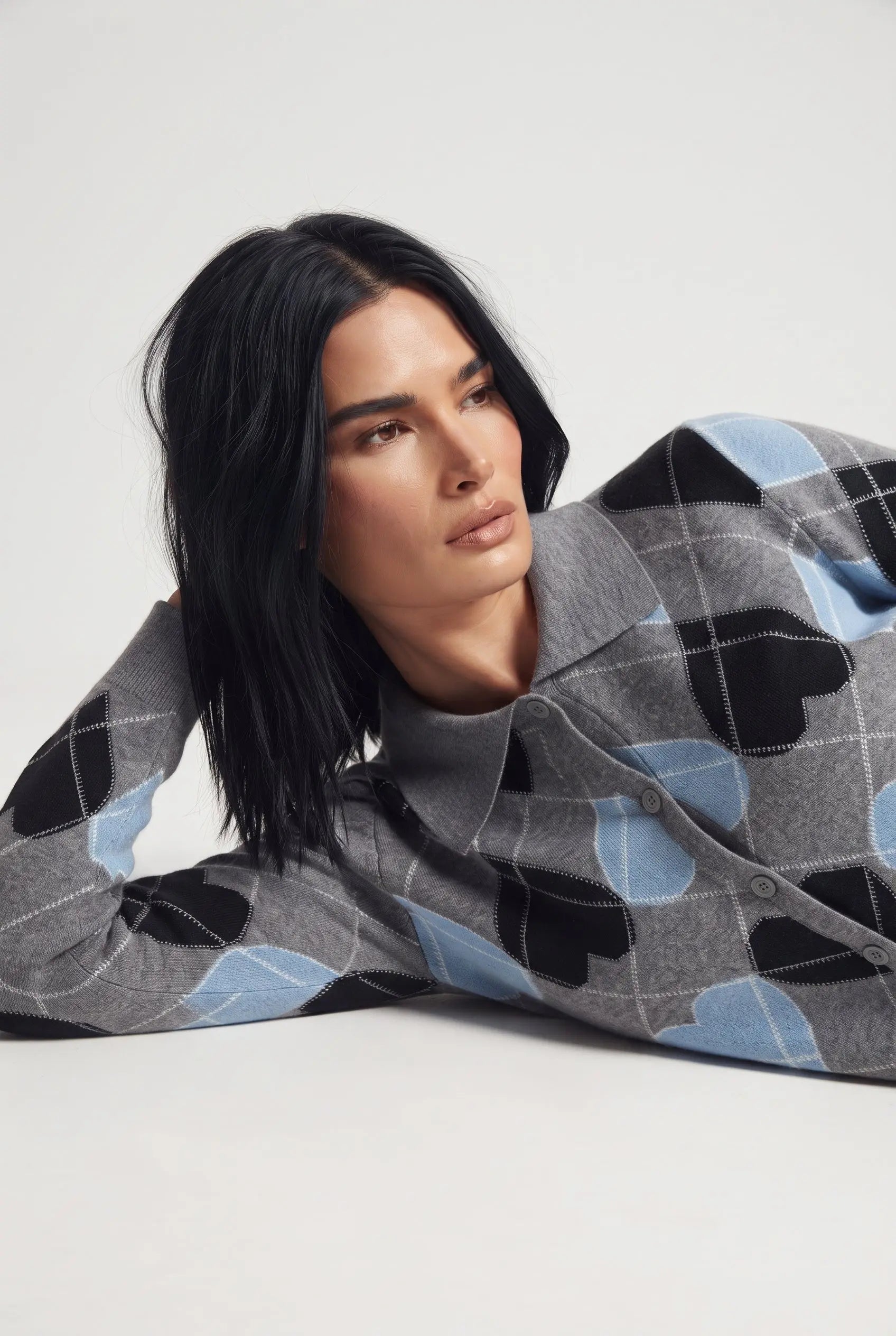 Finto cardigan stampa cuori DORABELLA