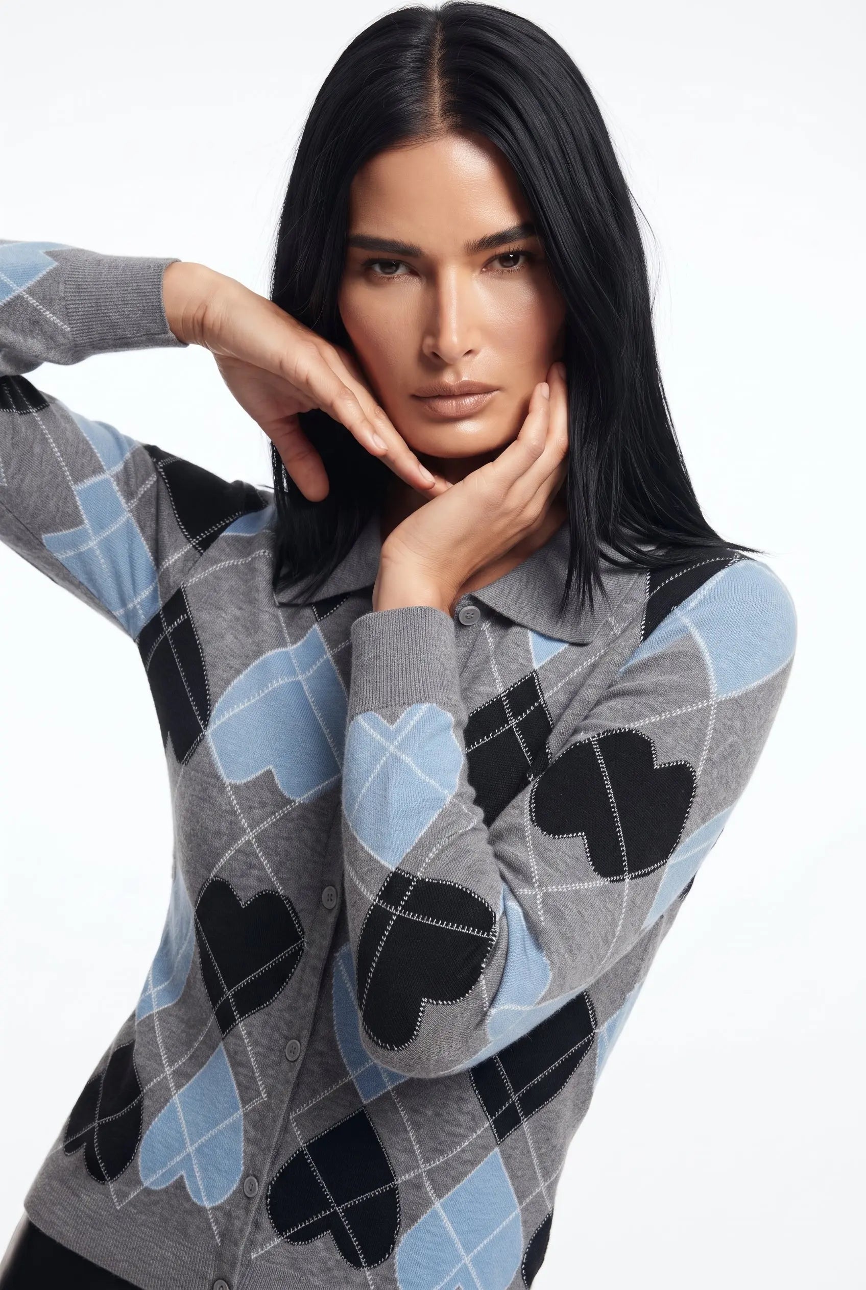 Finto cardigan stampa cuori DORABELLA