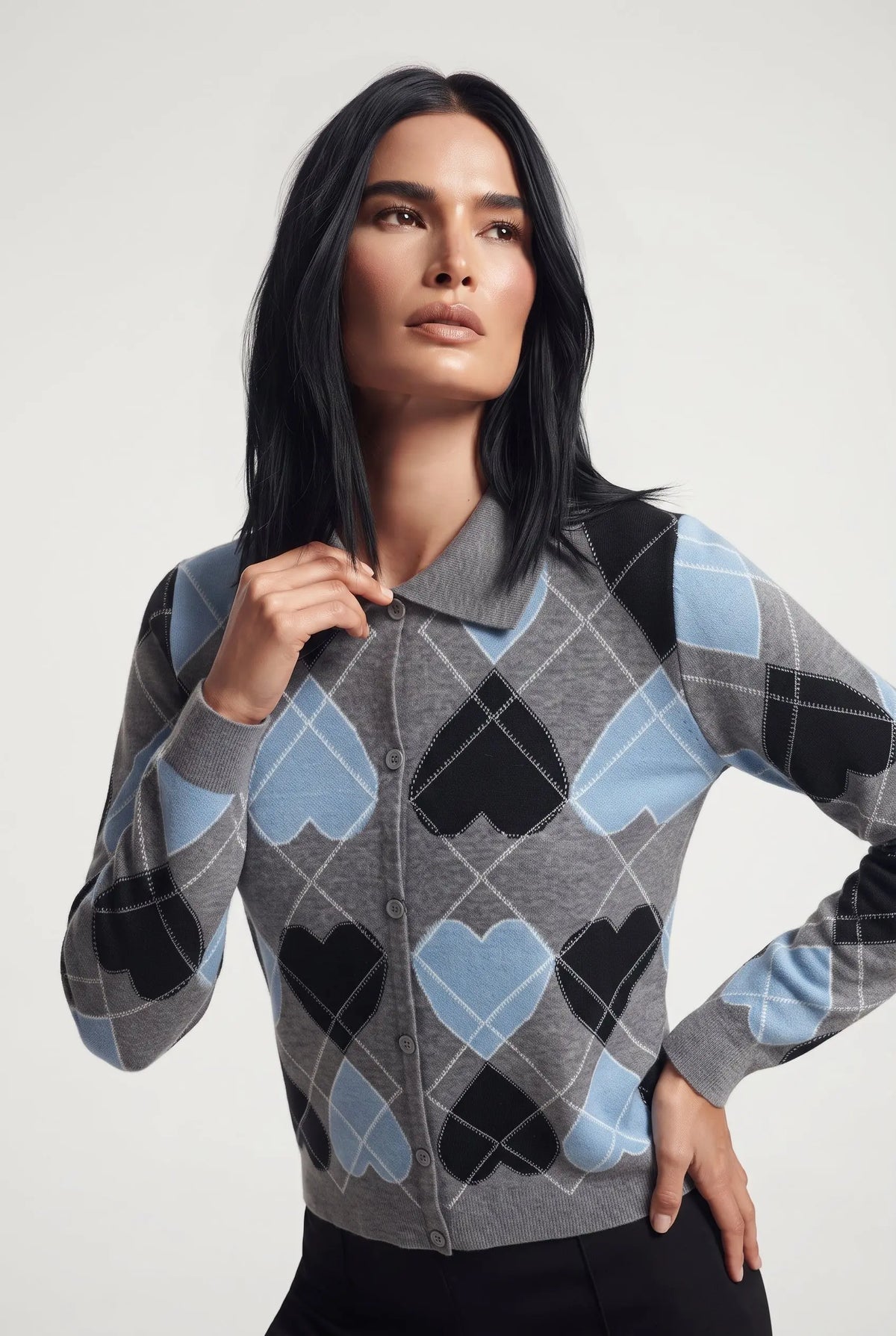 Finto cardigan stampa cuori DORABELLA