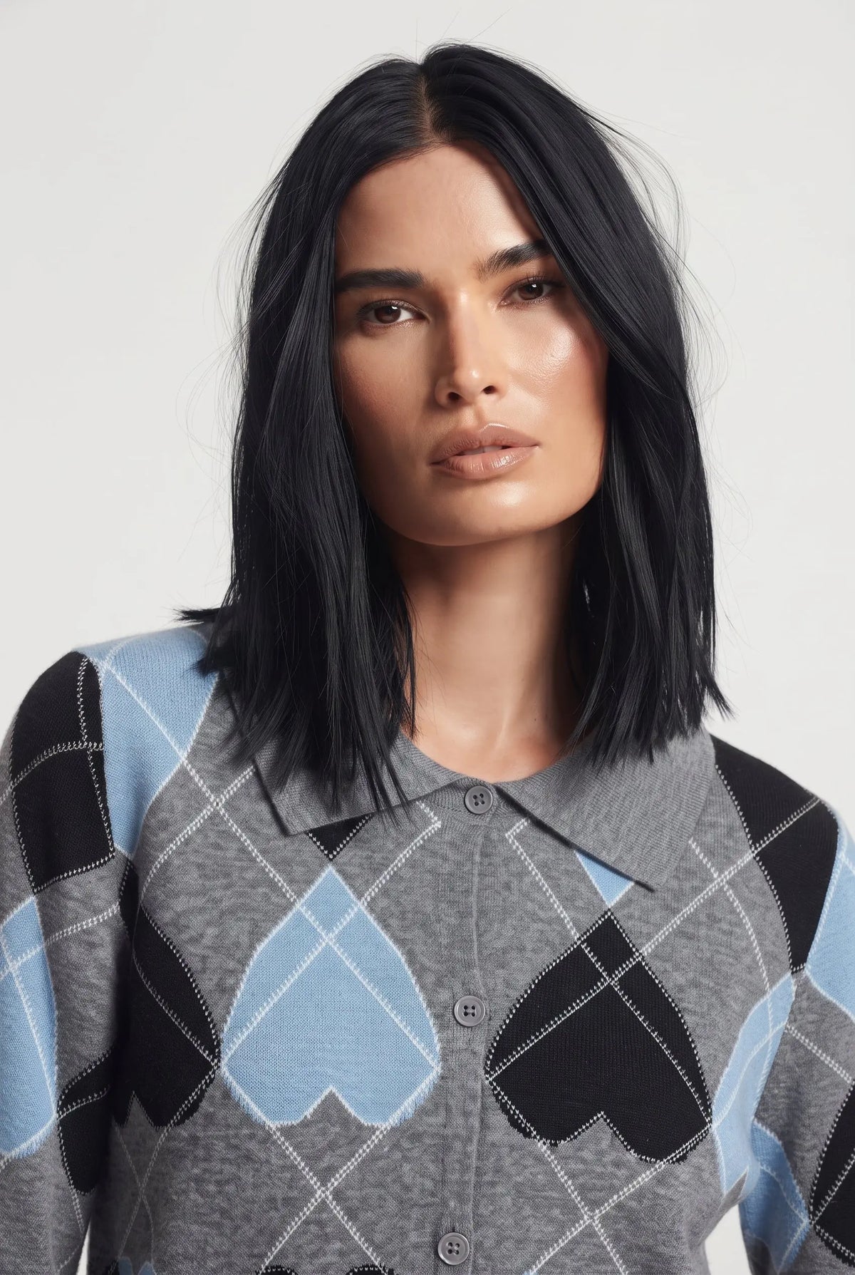 Finto cardigan stampa cuori DORABELLA