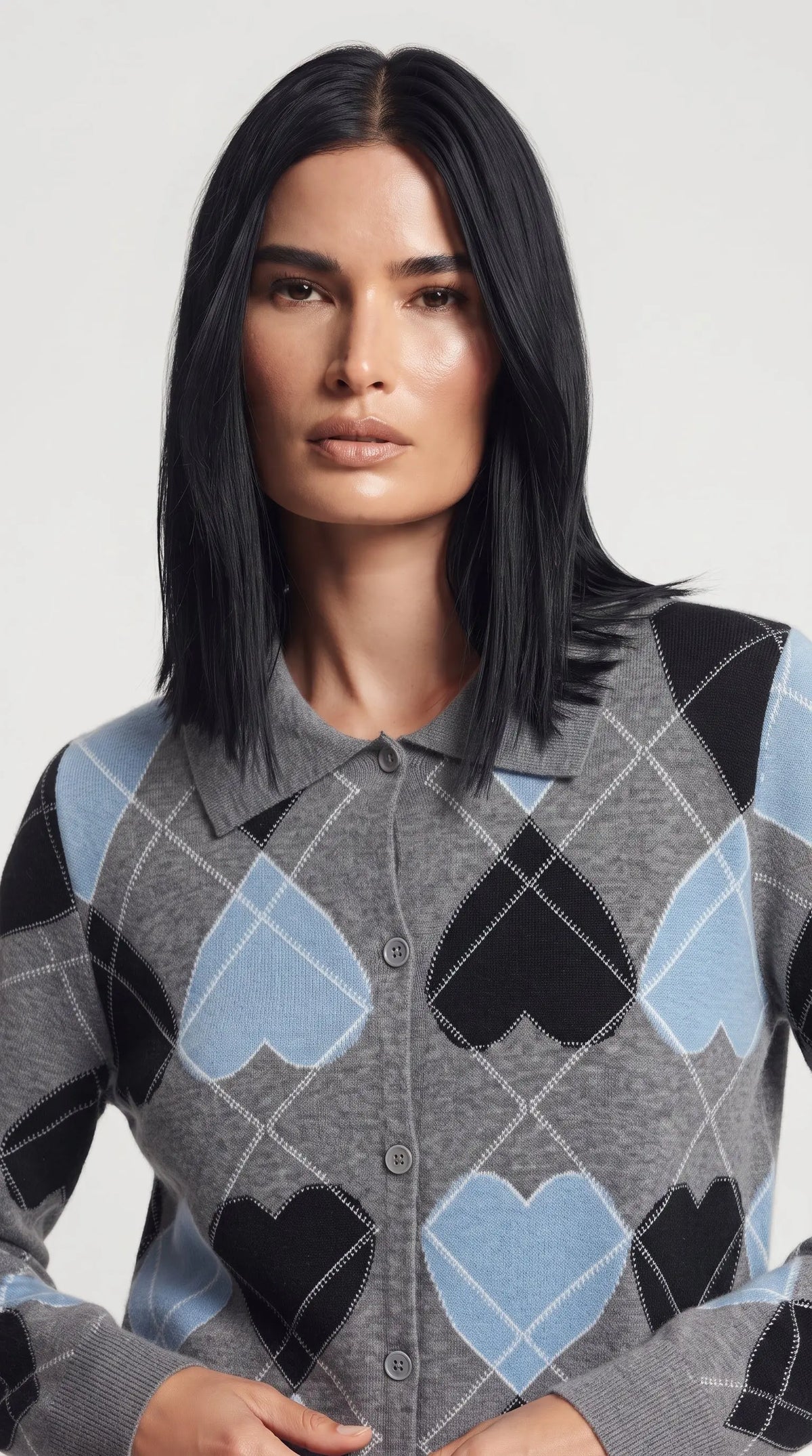 Finto cardigan stampa cuori DORABELLA
