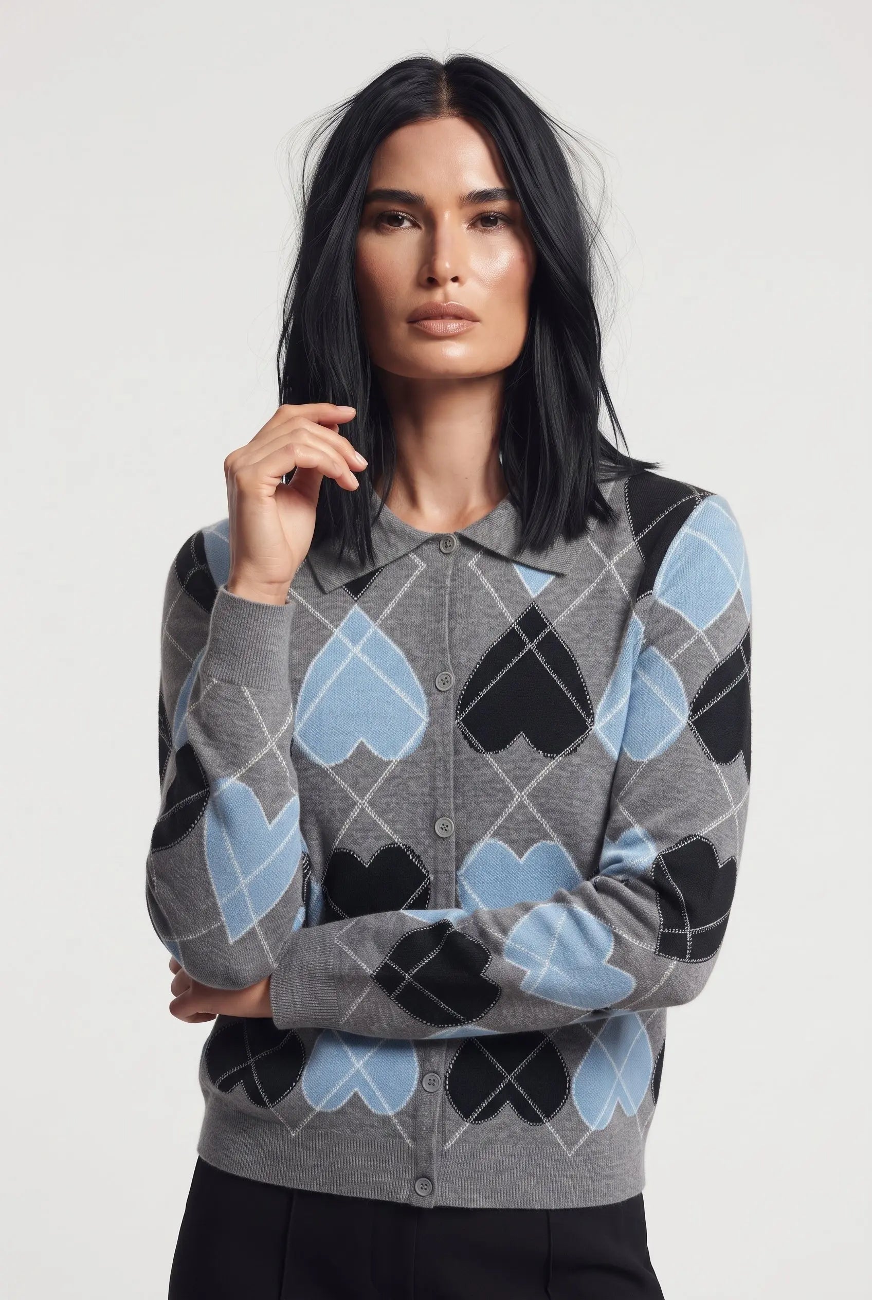 Finto cardigan stampa cuori DORABELLA