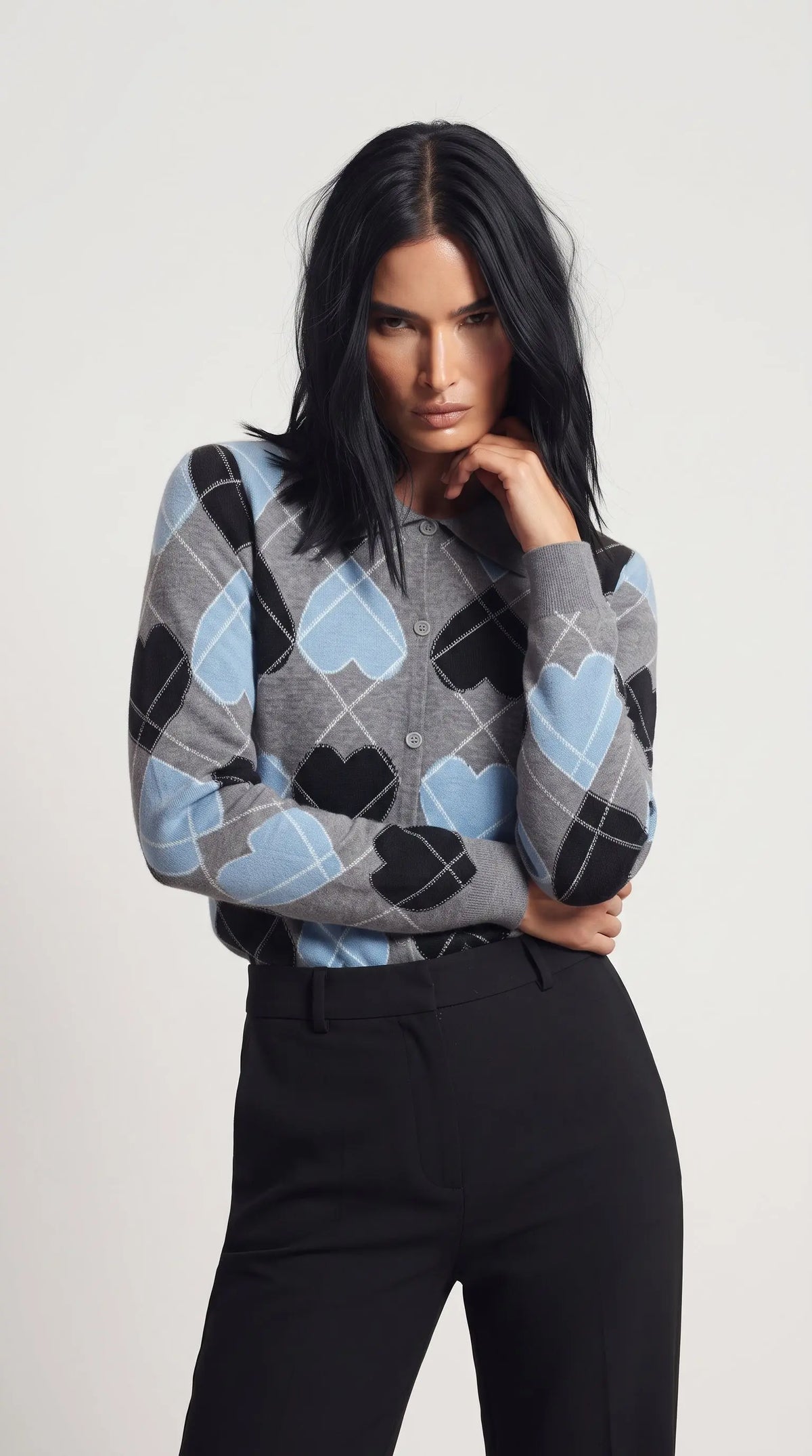 Finto cardigan stampa cuori DORABELLA