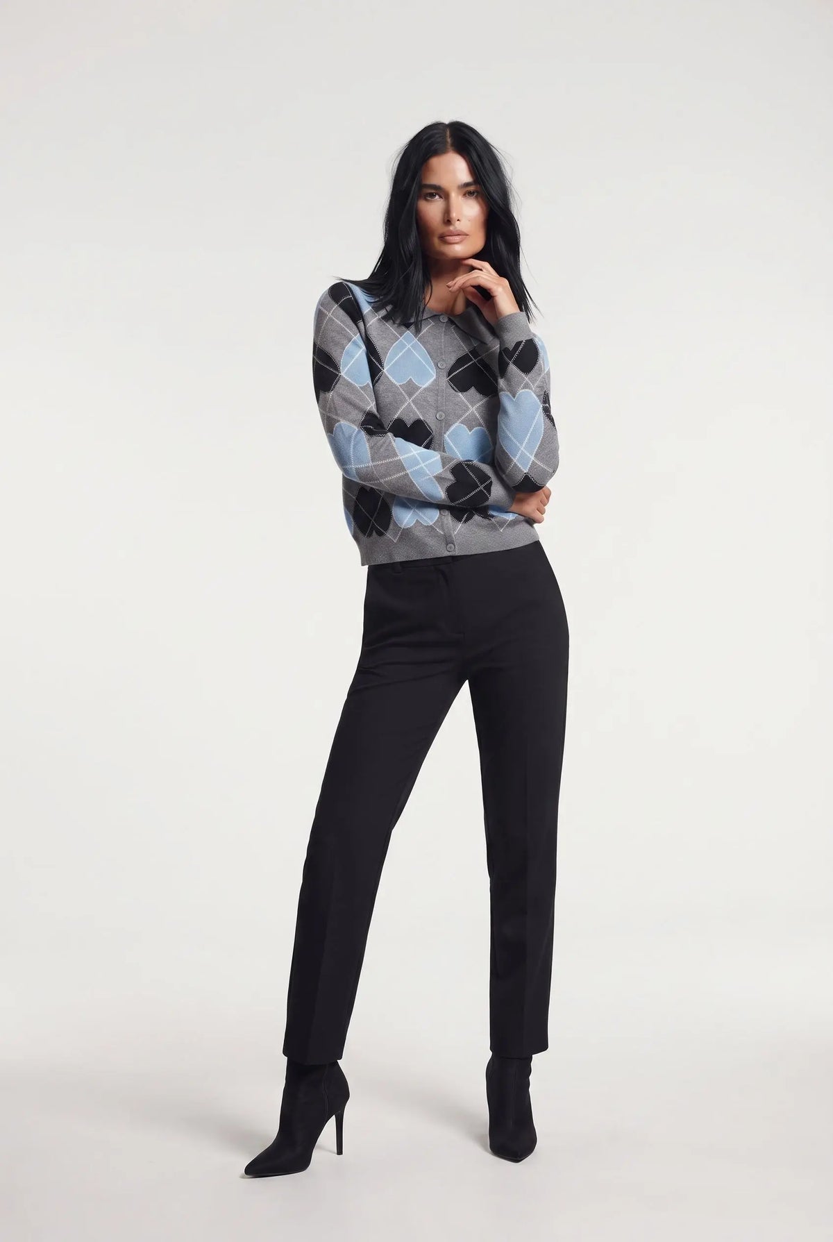 Finto cardigan stampa cuori DORABELLA