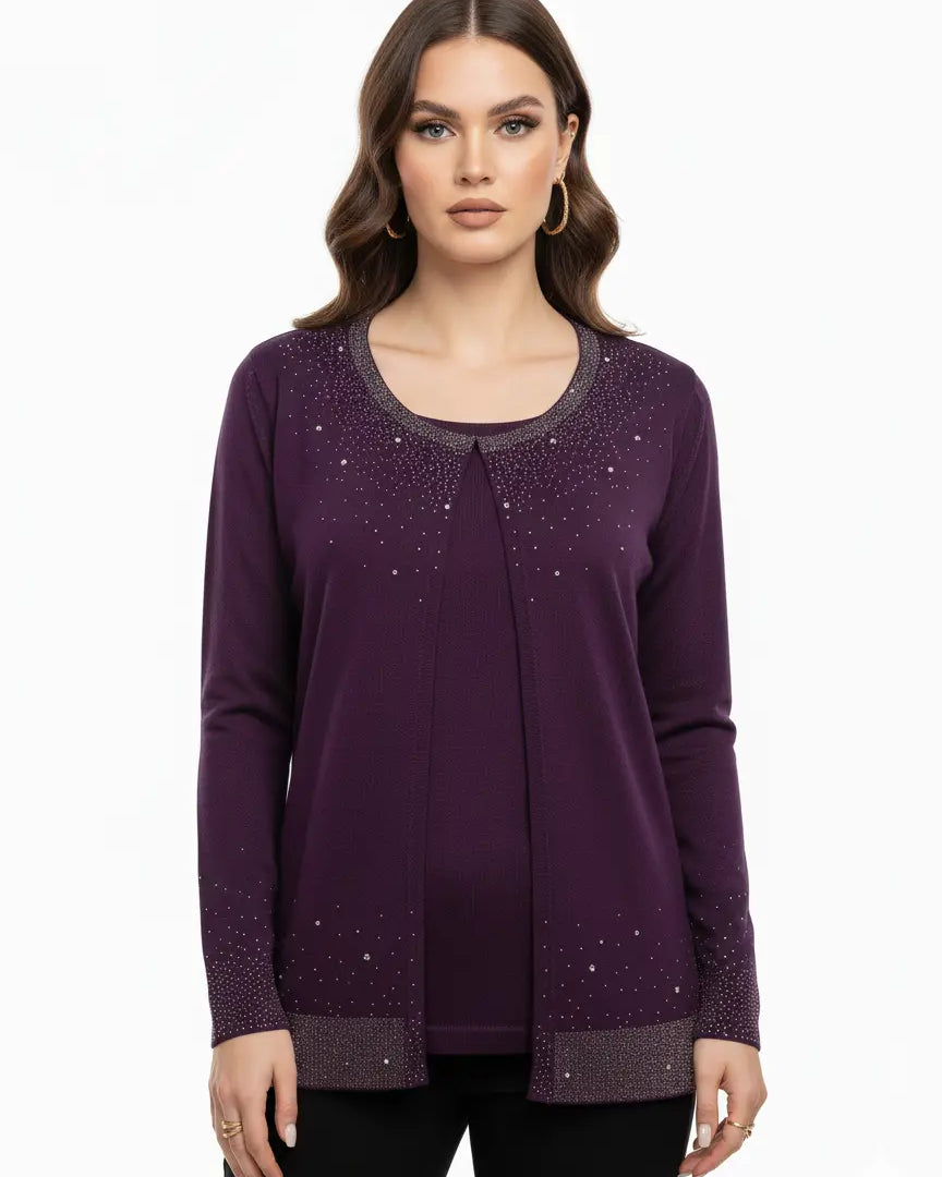 Finto twin set con lurex e applicazioni DORABELLA