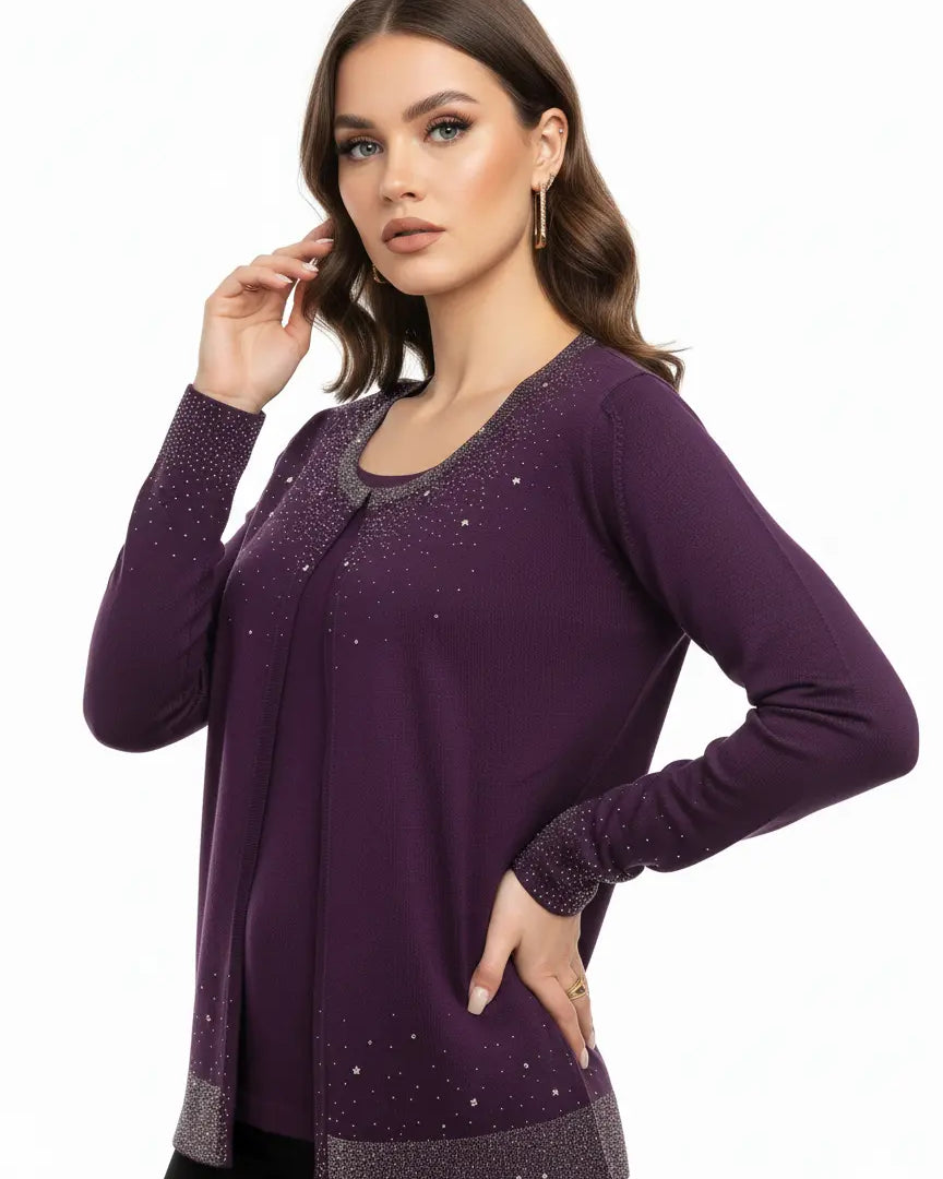 Finto twin set con lurex e applicazioni DORABELLA