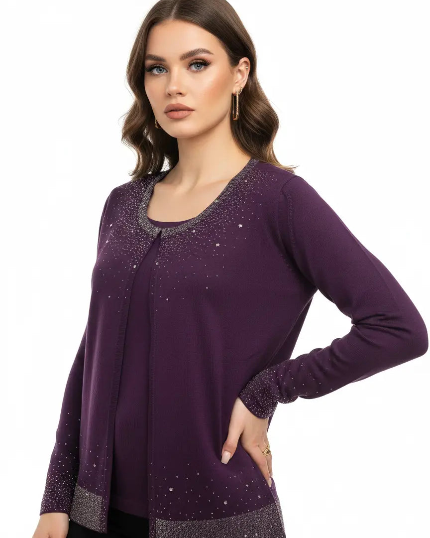 Finto twin set con lurex e applicazioni DORABELLA