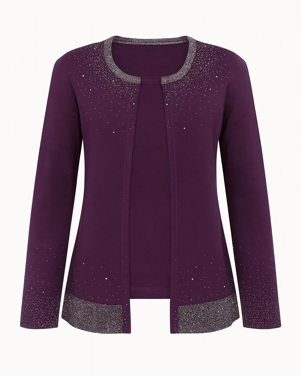 Finto twin set con lurex e applicazioni DORABELLA XL / Malva