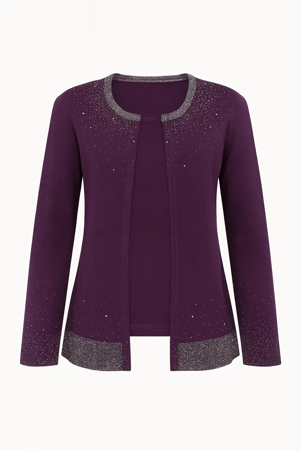 Finto twin set con lurex e applicazioni DORABELLA XL / Malva