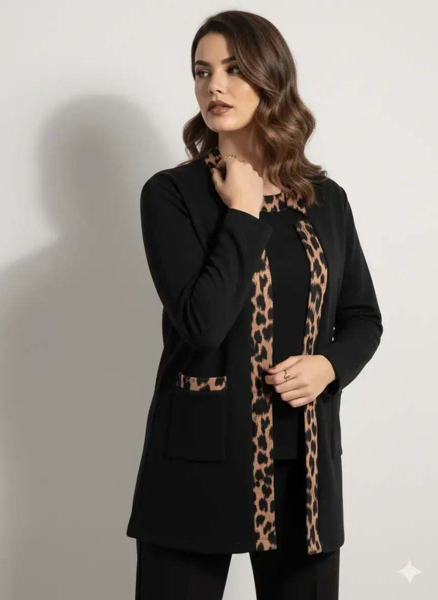Finto twin set con profili animalier DORABELLA