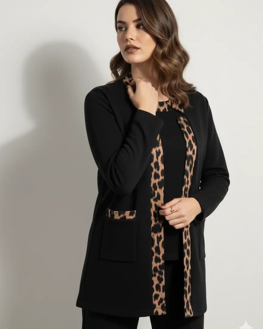 Finto twin set con profili animalier DORABELLA