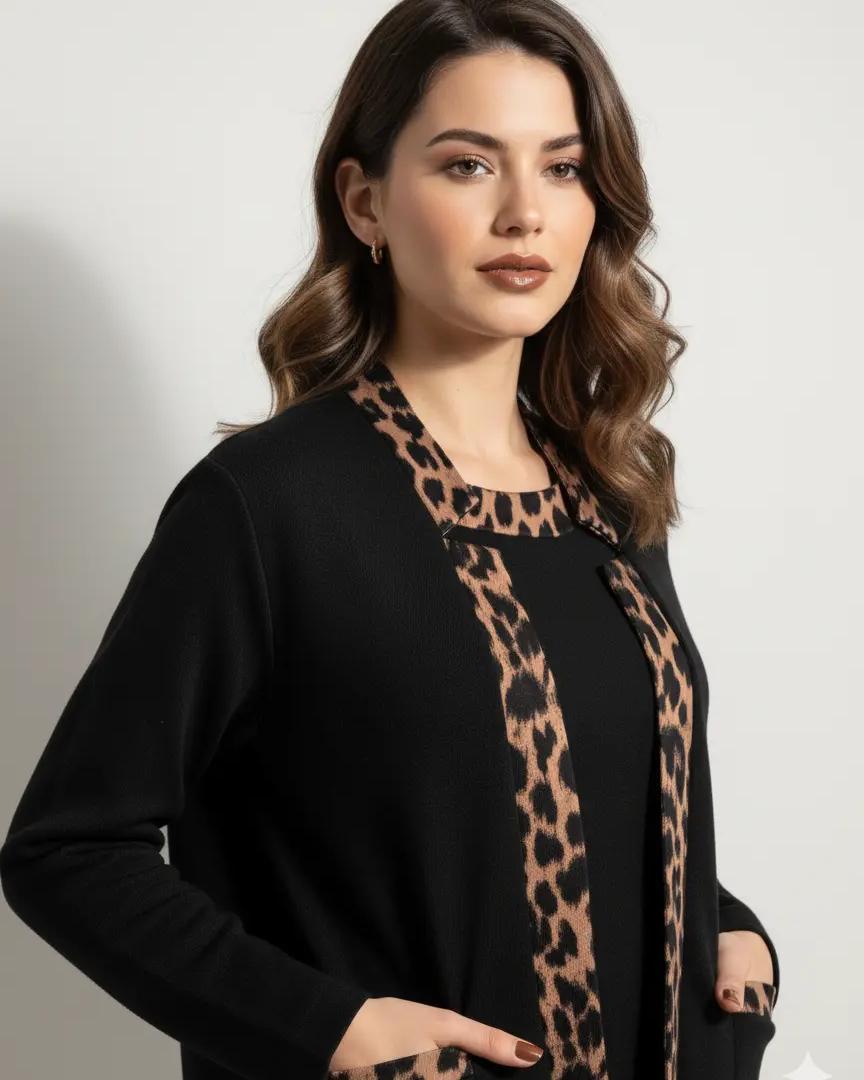 Finto twin set con profili animalier DORABELLA